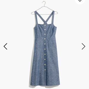 Madewell Chambray Tank Button-Front Midi Dress